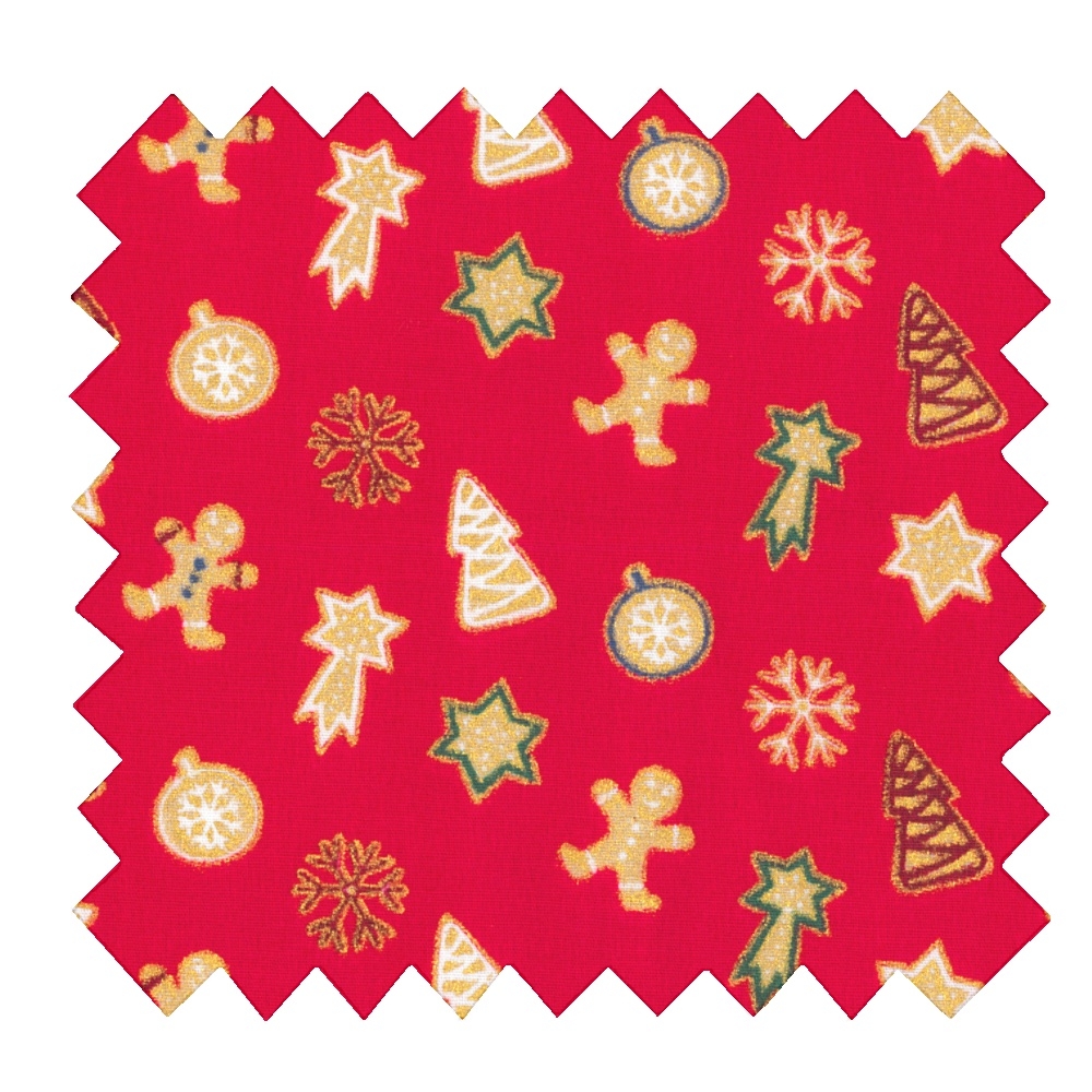 Tissu Coton Au Mètre Sapin Bonhomme Rouge Ex1037