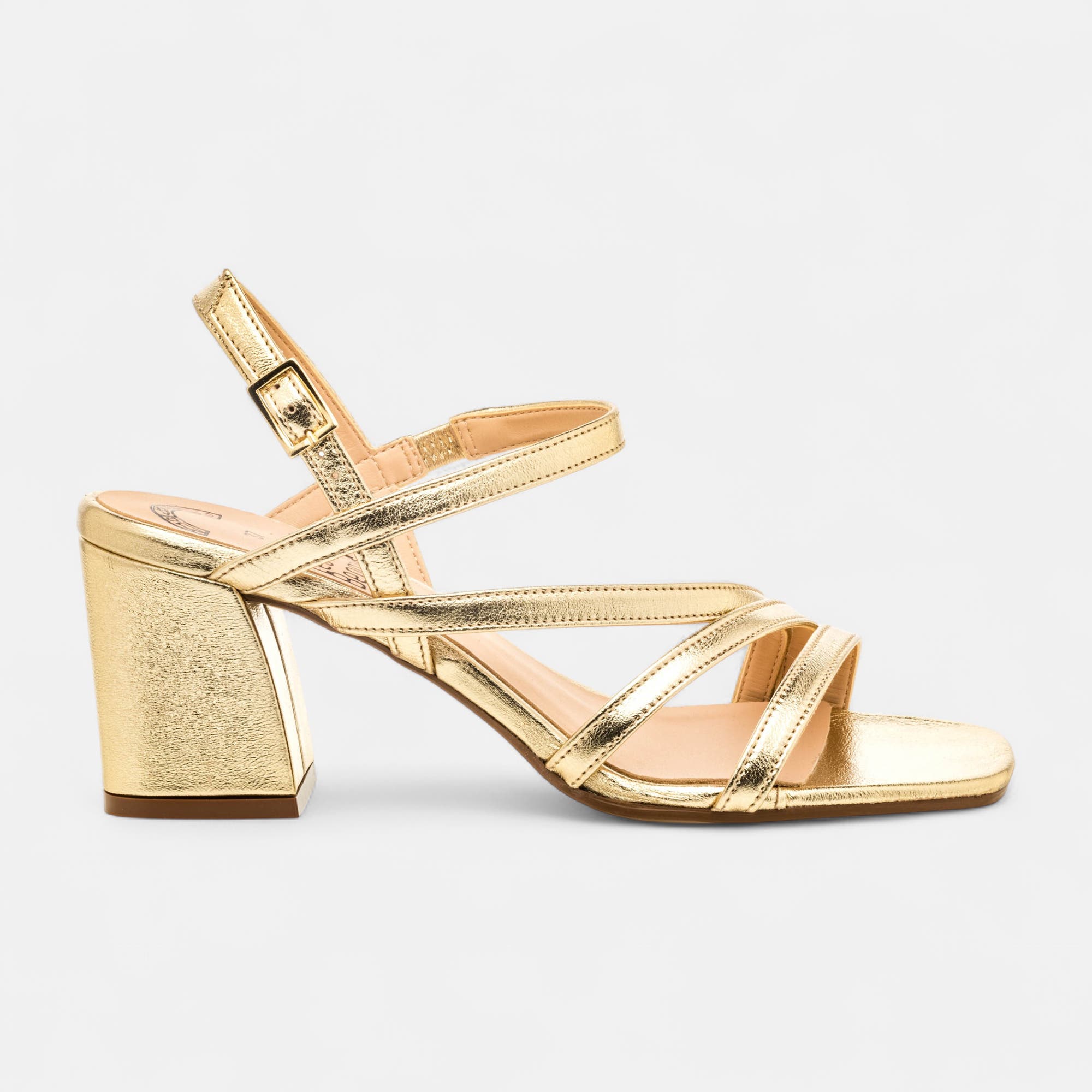 Nu-pieds à talon Femme en cuir or