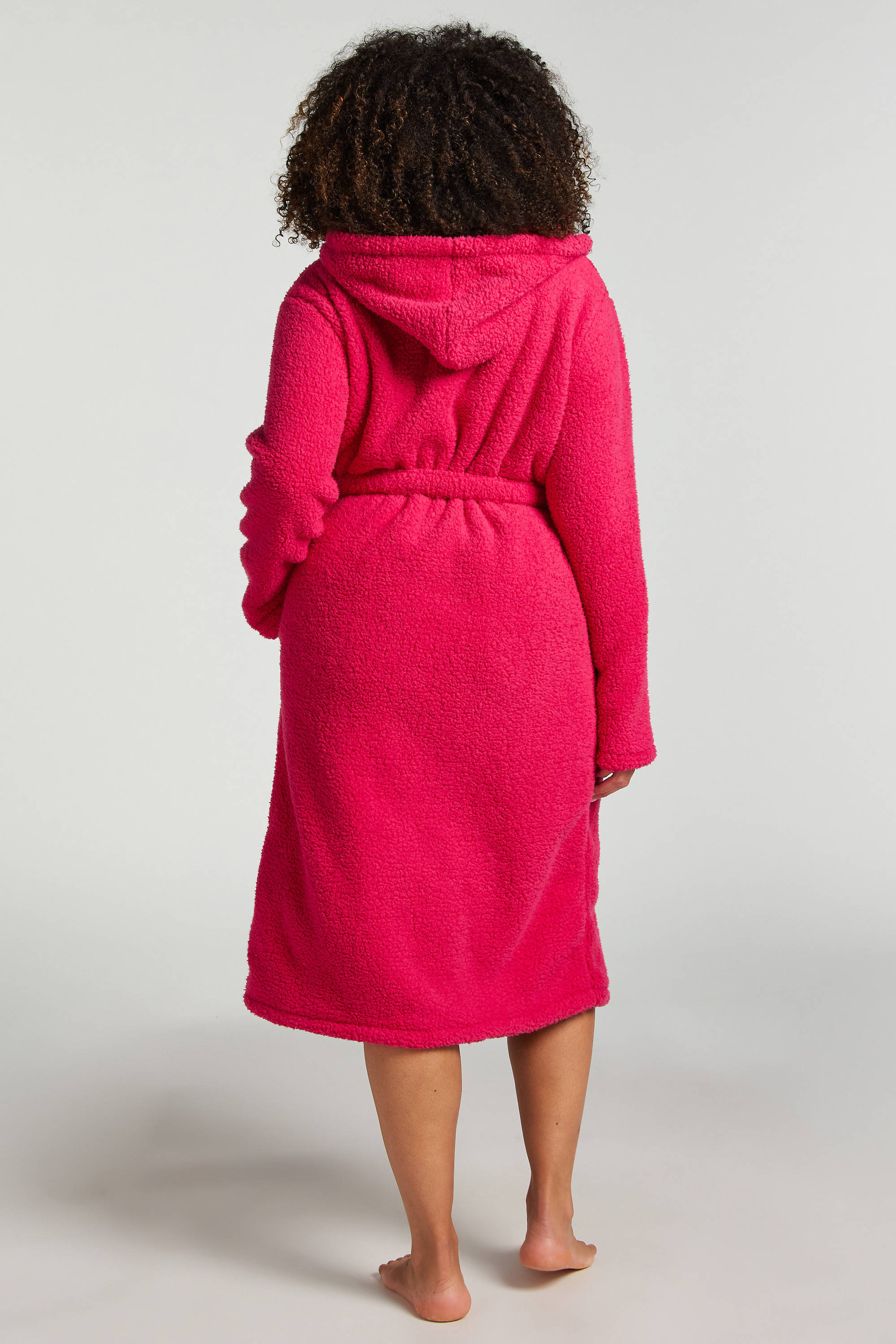Hunkemöller fleece badjas met capuchon roze