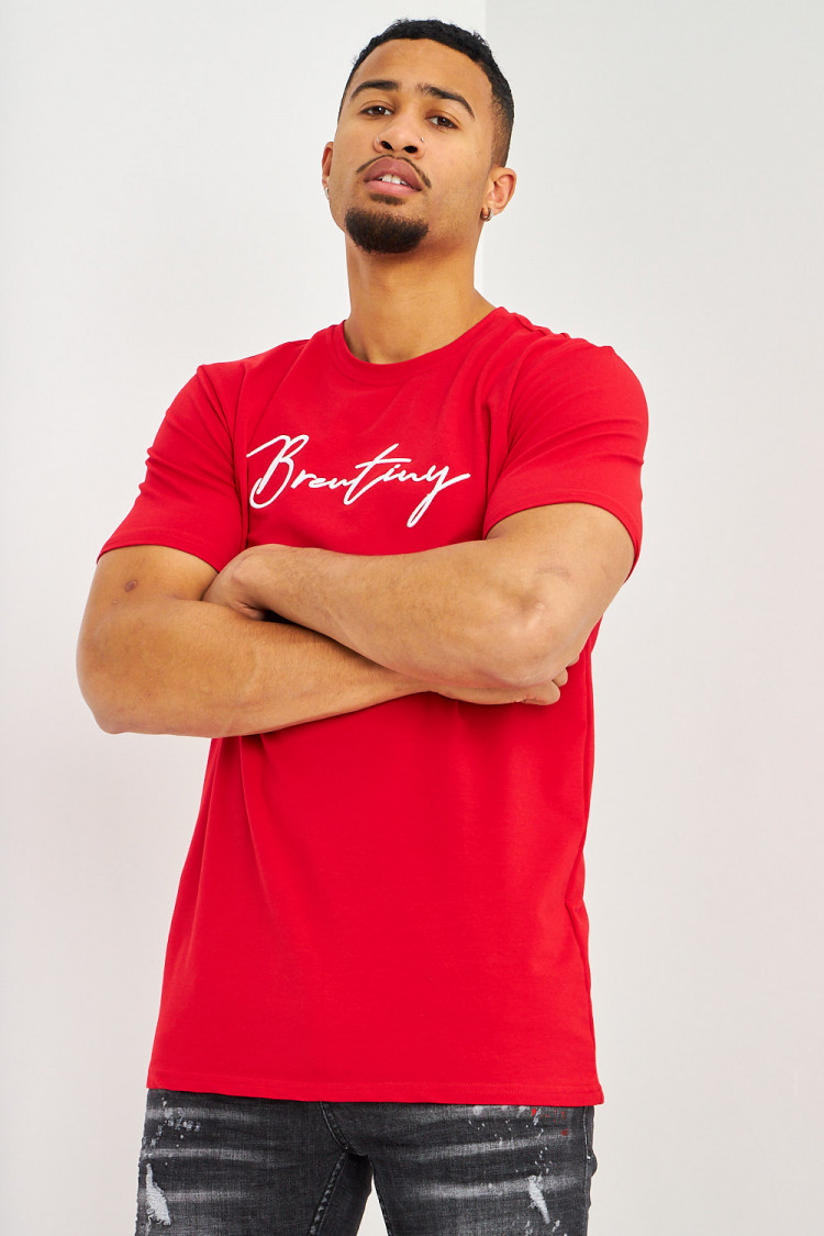T-shirt rouge à logo Brentiny en relief