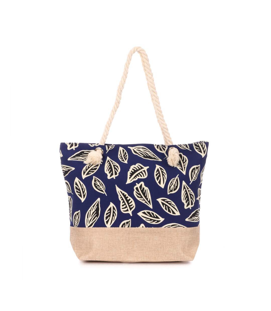 Sac de Plage Bleu/Feuilles Bi matière