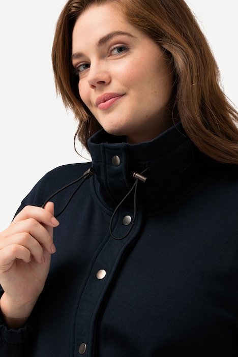 Sweatjacke, Stehkragen, Druckknöpfe, Biobaumwolle