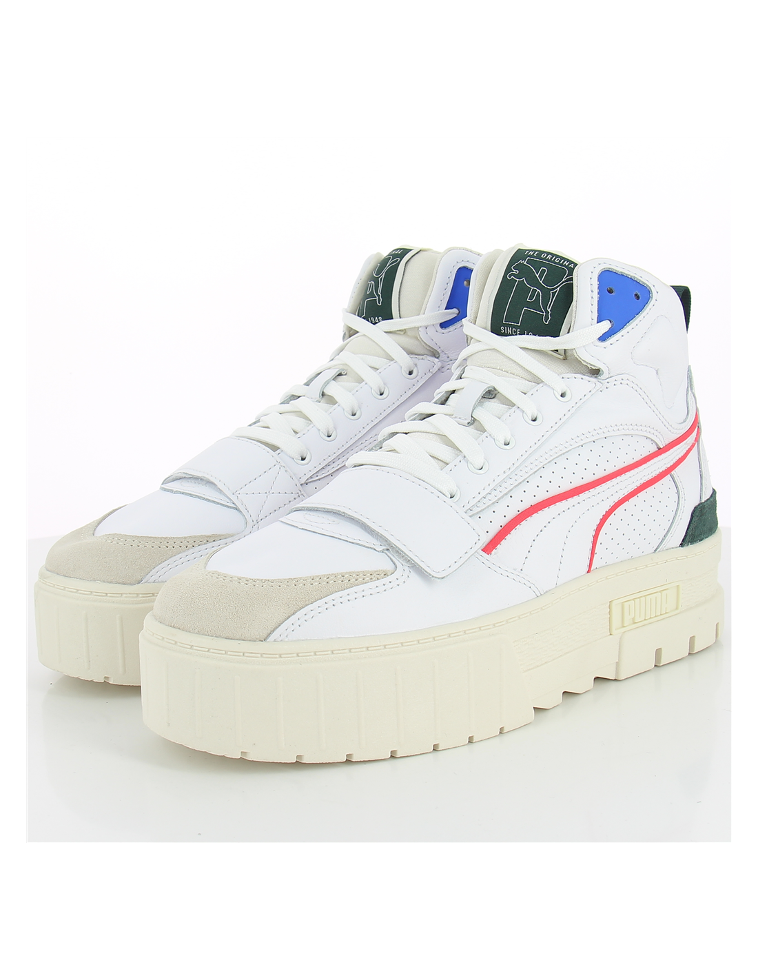 puma sneakers montantes compensées femme mayze mid cuir blanc