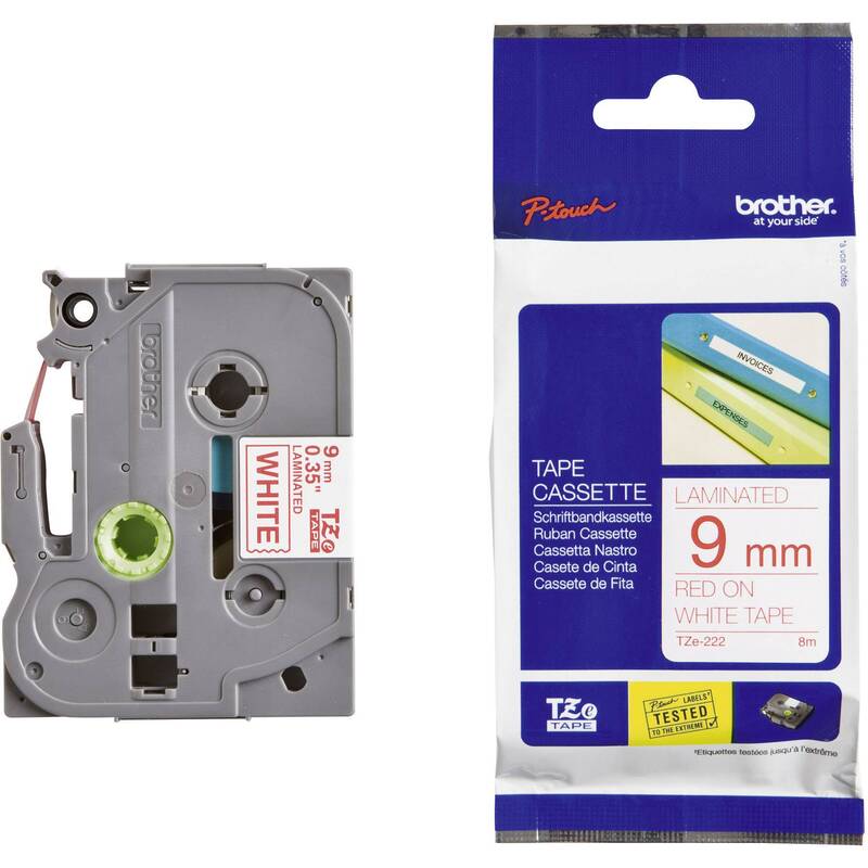Brother P-Touch Band TZe-222, 9 mm, rot auf weiss