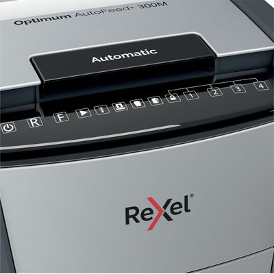 Rexel Optimum Auto+ 300M - destructeur de documents coupe croisée microparticules - 300 feuilles - Corbeille 60 litres