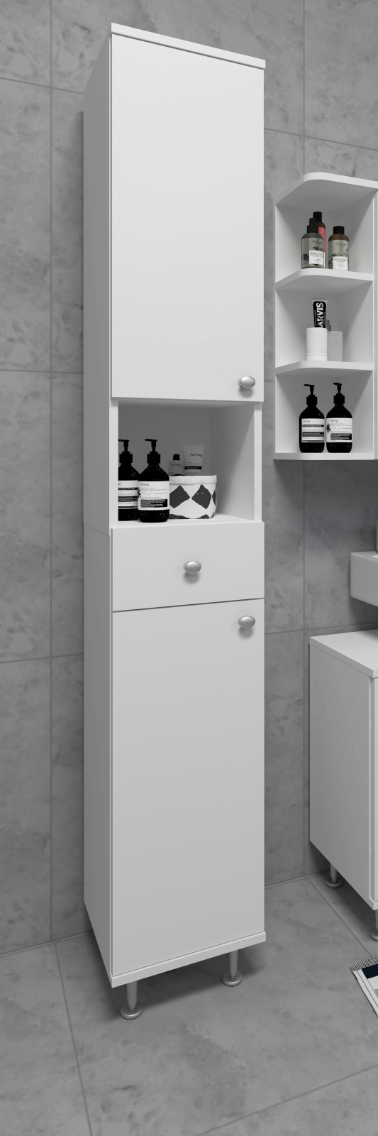 Hochschrank NILOSI - weiß - 30 cm breit