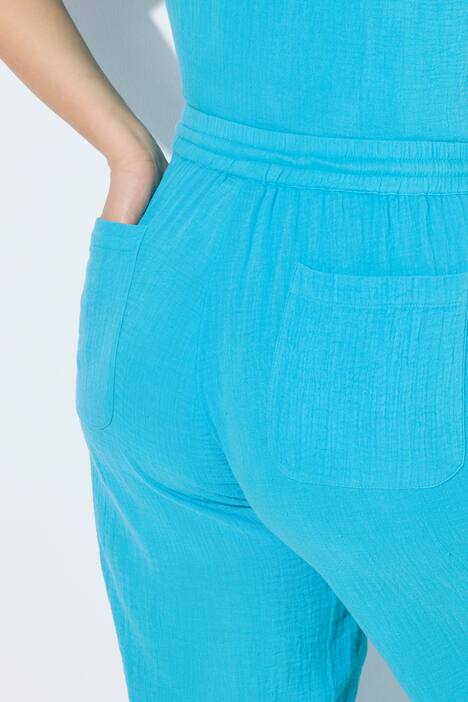 Musselin-Culotte Rose, weites Bein, Elastikbund, tiefes aqua