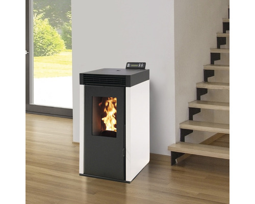 Marina 8 pelletkachel, staal, wit, 7,4 kW