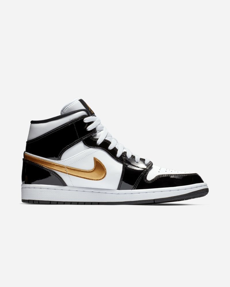 Chaussures Nike Air Jordan 1 Mid SE Noir/Blanc/Or pour homme