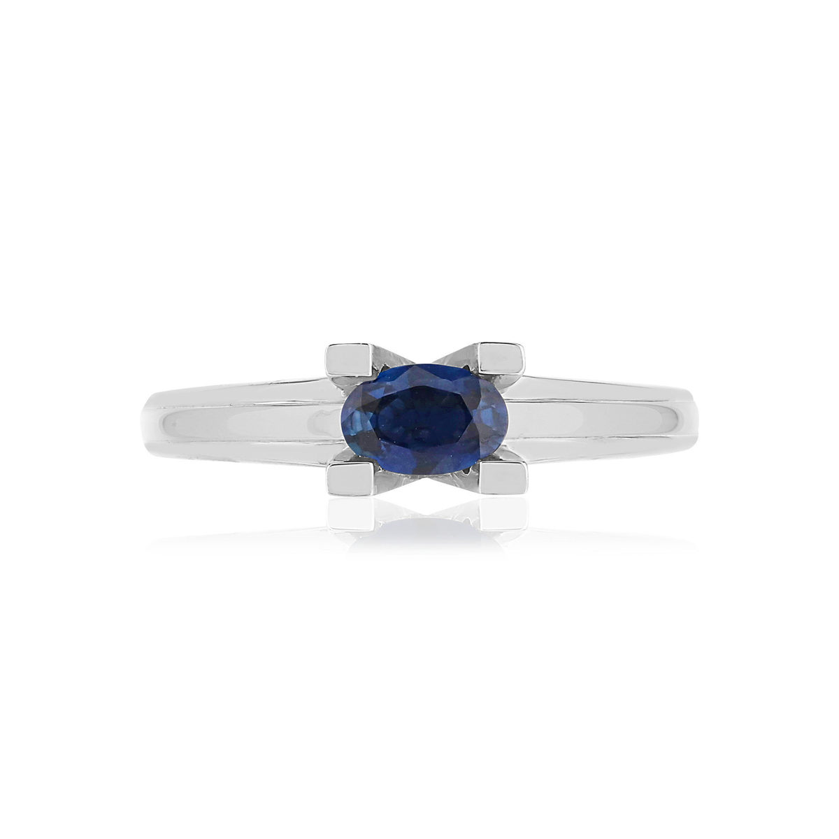 Bague VAN BRILL or blanc 750, saphir, diamant.