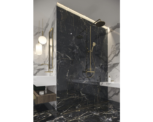 Porseleinen wand- en vloertegel Marquina 119,7 x 119,7 x 0,8 cm goud mat gerectificeerd