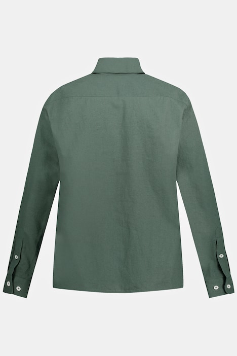 Overshirt, Langarm, Leinenmix, Kentkragen