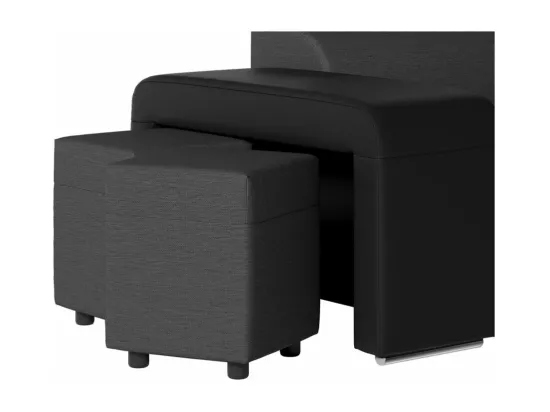 Canapé d'angle droit 3 places Soan convertible en simili et tissu - Gris / Noir - L262 x P220 x H76cm - Loungitude