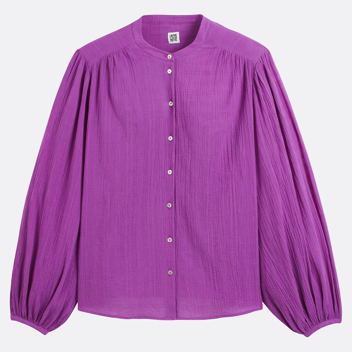 COLEÇÕES LA REDOUTE<br>Camisa oversized com gola mao, assinatura LISE