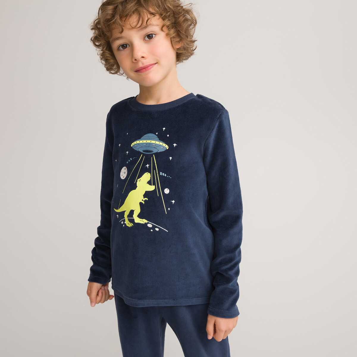 COLEÇÕES LA REDOUTE<br>Pijama de veludo, dinossauro fosforescente