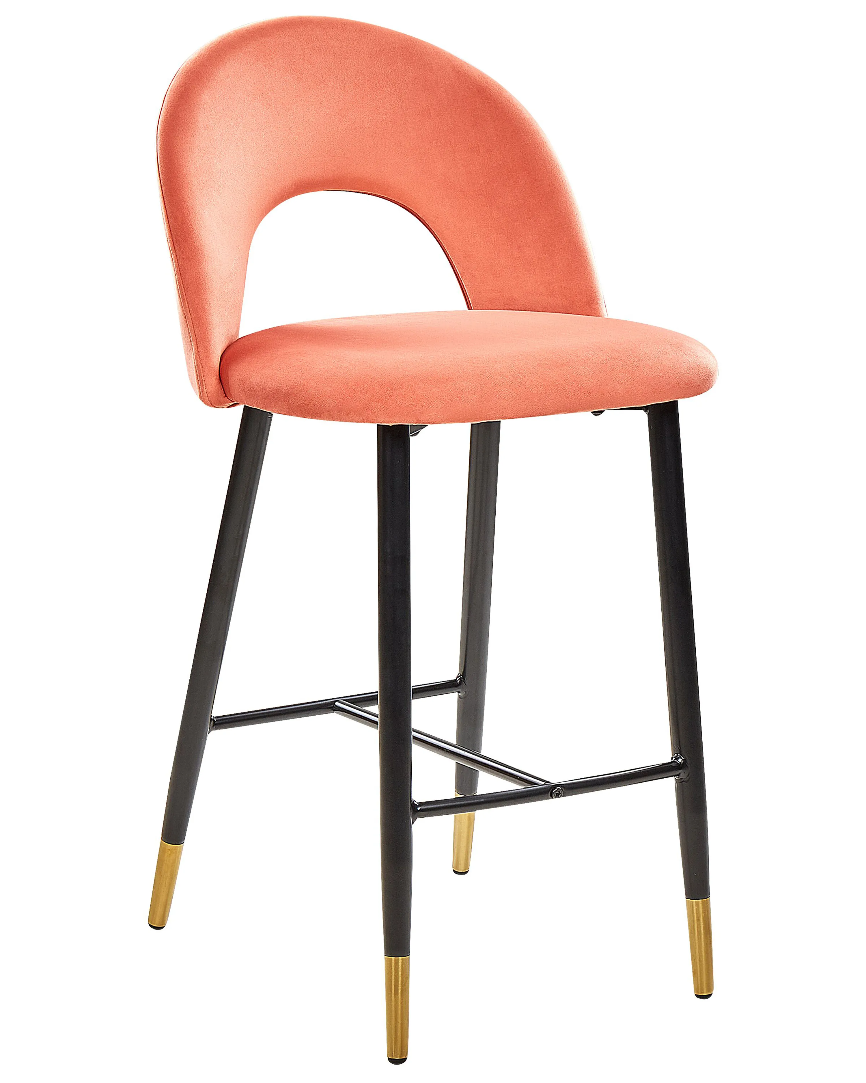 Set van 2 barstoelen FALTON Fluweel Koraalrood