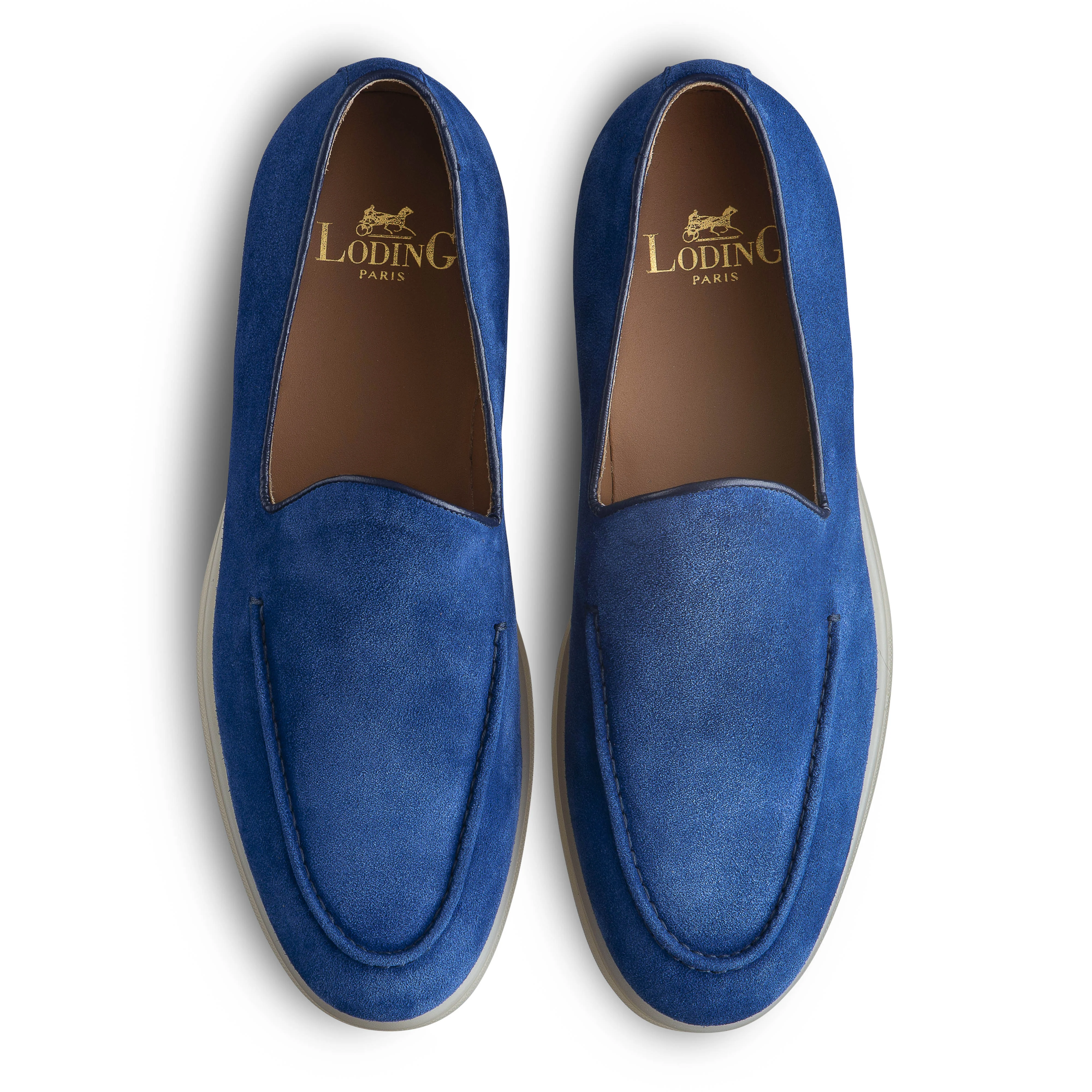 Mocassin d'été veau velours bleu semelle gomme Sienne 398