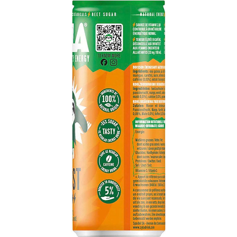 Zyla Boost Tropical, Guarana & Yerba Maté 25 cl - 24 canettes