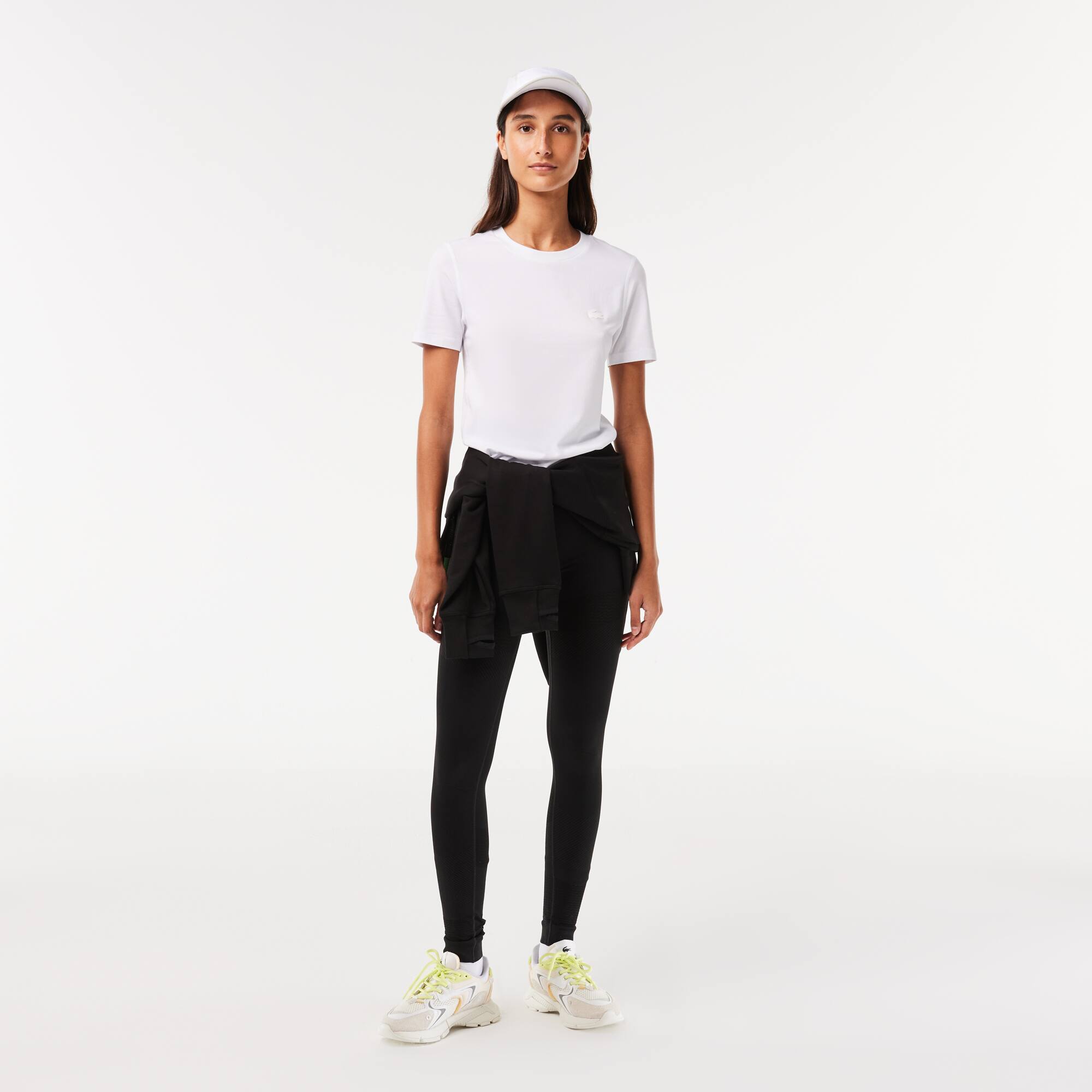 T-shirt slim fit à col rond en coton mélangé T-Shirts - Blanc - Lacoste - Femme