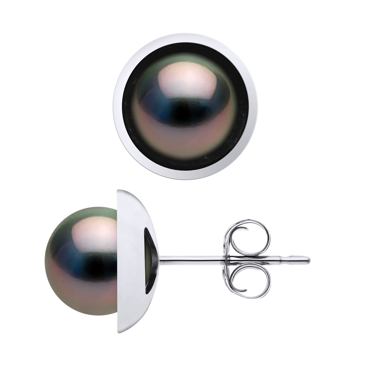 STELLA - Boucles d'Oreilles Perles de Tahiti 9-10 mm Or Blanc
