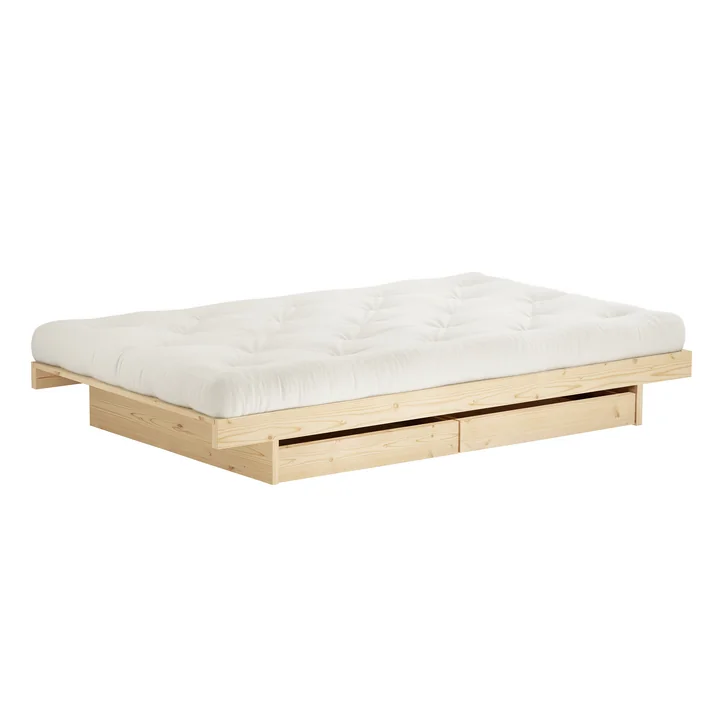 Karup Design - Kanso Bett mit Schubladen, 160 x 200 cm, Kiefer natur