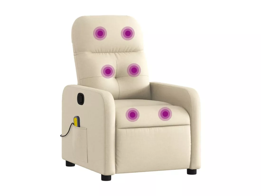 Fauteuil massant inclinable Crème Tissu