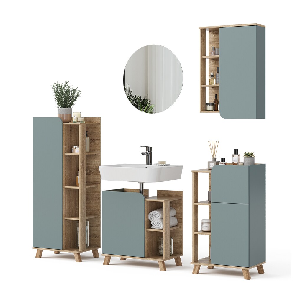 Vicco Badmöbel-Set Karen Sonoma Mintgrün 5 Teile