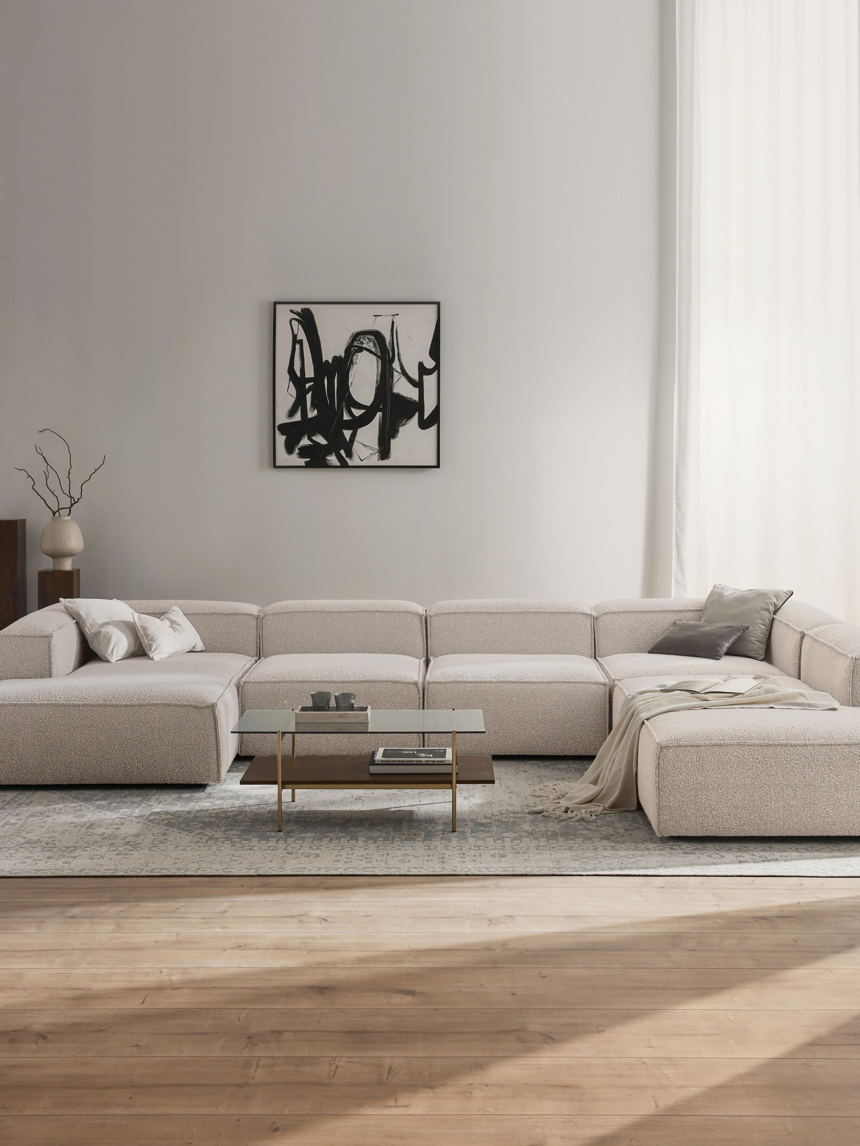 Modulaire U-bank Lennon uit bouclé