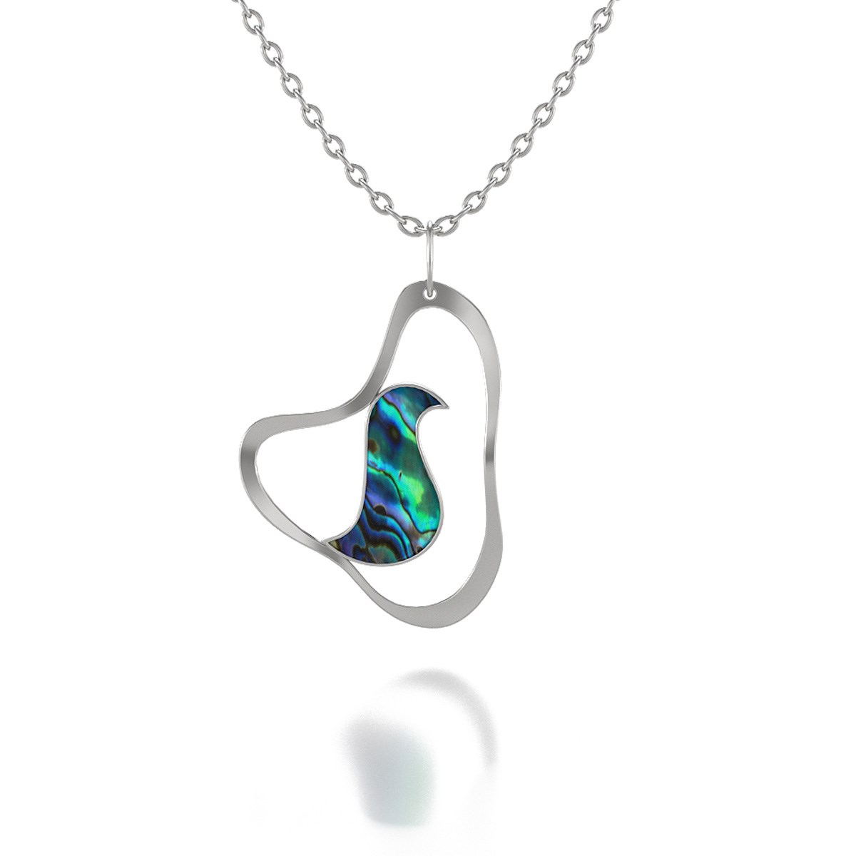 Pendentif ADEN Oiseau Nacre Abalone Serti Argent 925