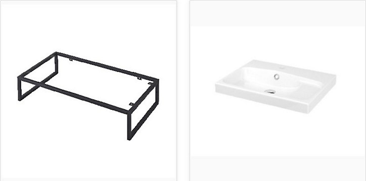 Équerre porte-serviettes pour vasque GoodHome Duala métal noir 60 cm + plan vasque blanc GoodHome Mila 60 cm