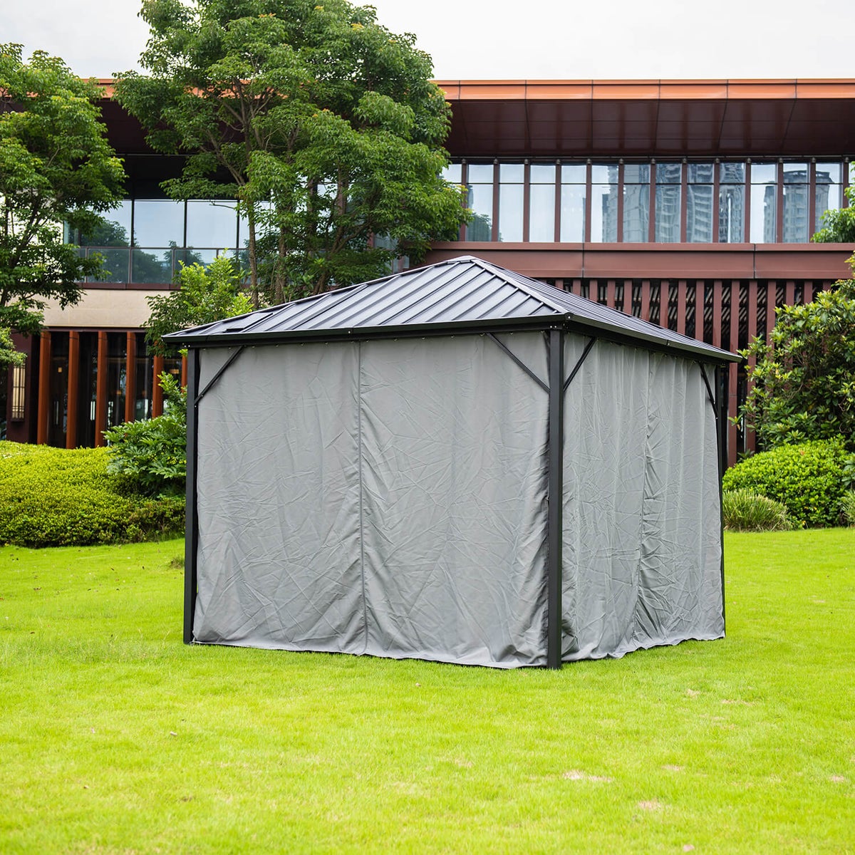 Home Deluxe - LED Solar Paviljoen Gordijnen AZUR - Kleur Grijs - 100% Polyester - UV-bestendig