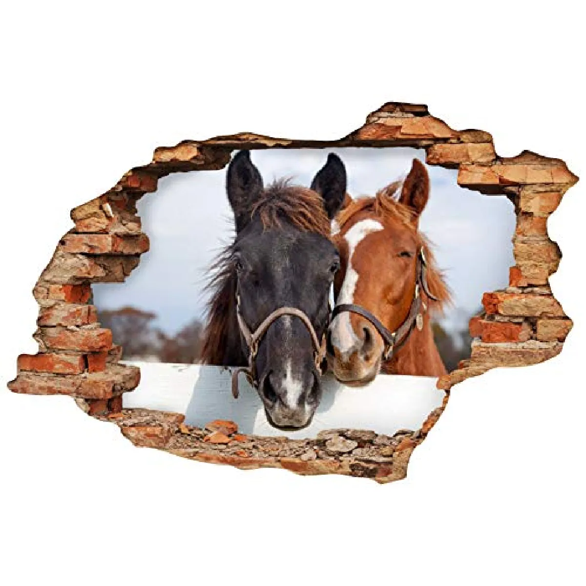 Stickers Effet 3D Chevaux 60x90 cm