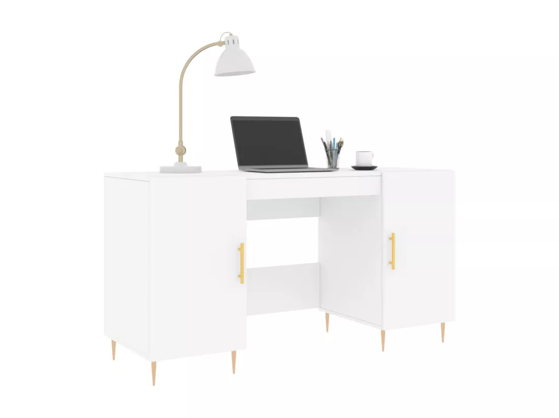 Bureau blanc 140x50x75 cm bois d'ingénierie