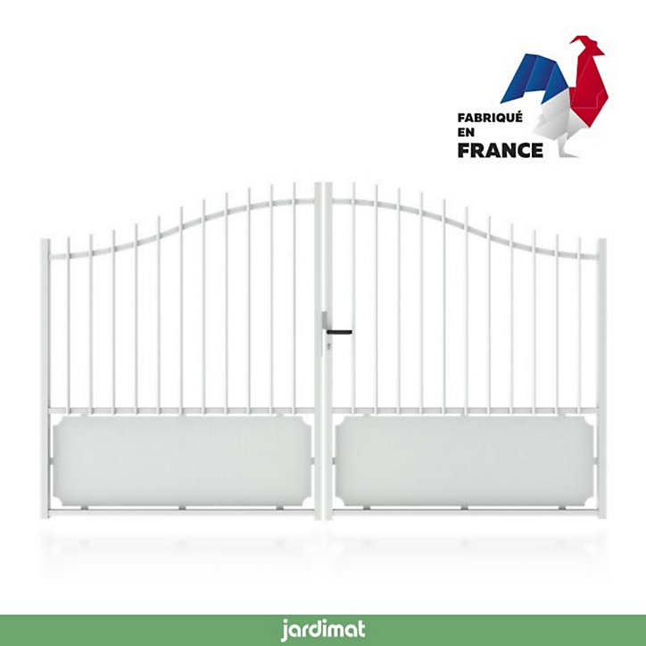 Portail Jardimat aluminium Ferney blanc 9016 - 350 x h.153/183 cm