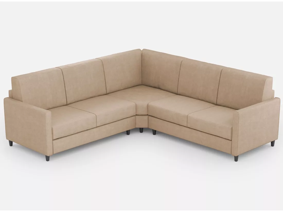 Canapé d'angle moderne italien tissu beige Korane - 5 tailles-Taille 241x241 cm