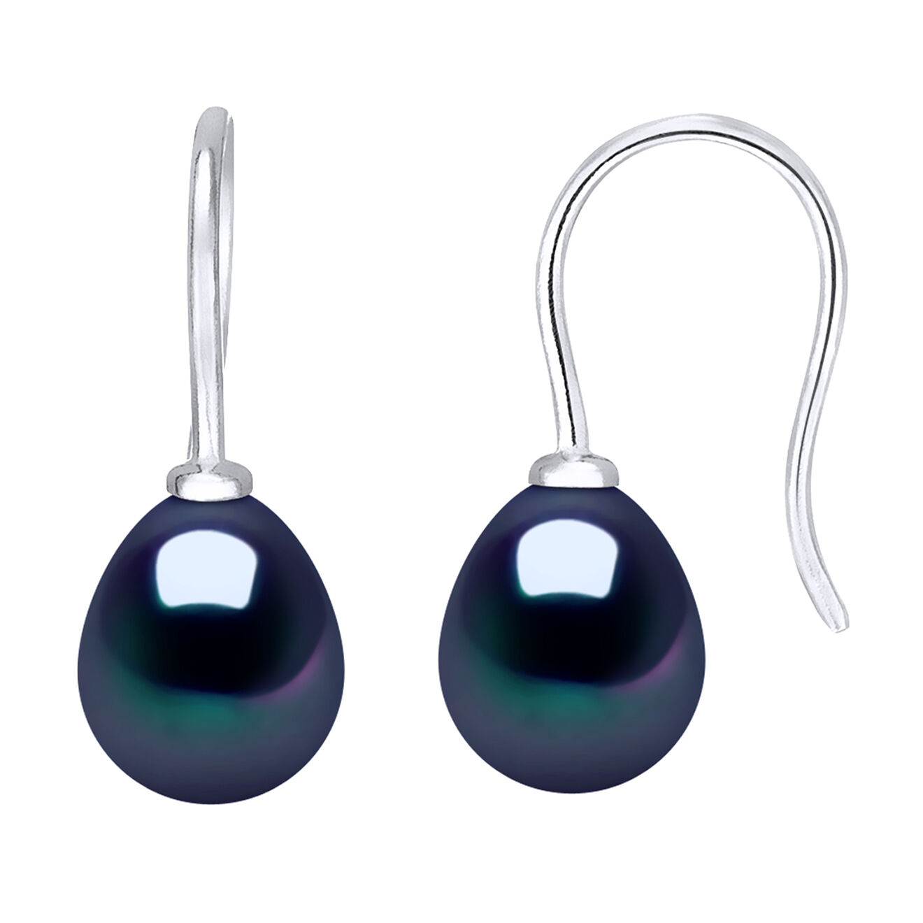 Mitzuko Boucles d'oreilles Argent Perles d'Eau Douce noires