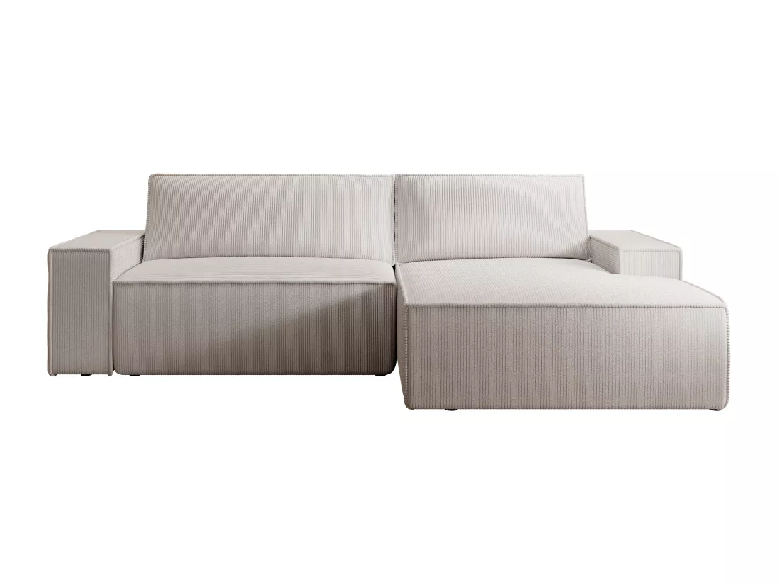 Canapé d'angle droit en velours côtelé beige AMELIA
