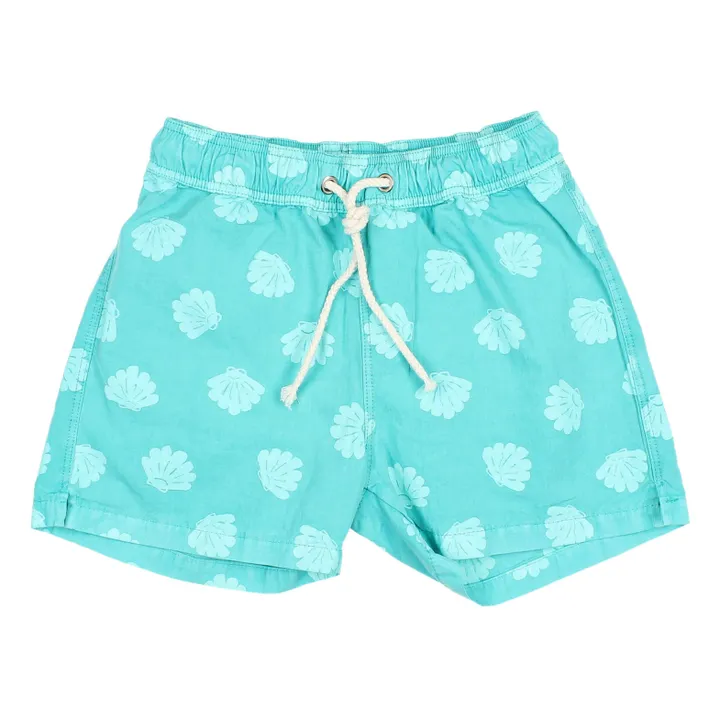 Búho Short de Bain Coquillages | Bleu Vert