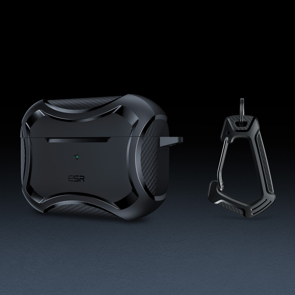 AirPods Pro 2 / AirPods Pro Cyber ​​Armor Series MagSafe Hybrid Hülle mit Karabinerhaken - Hellgrün