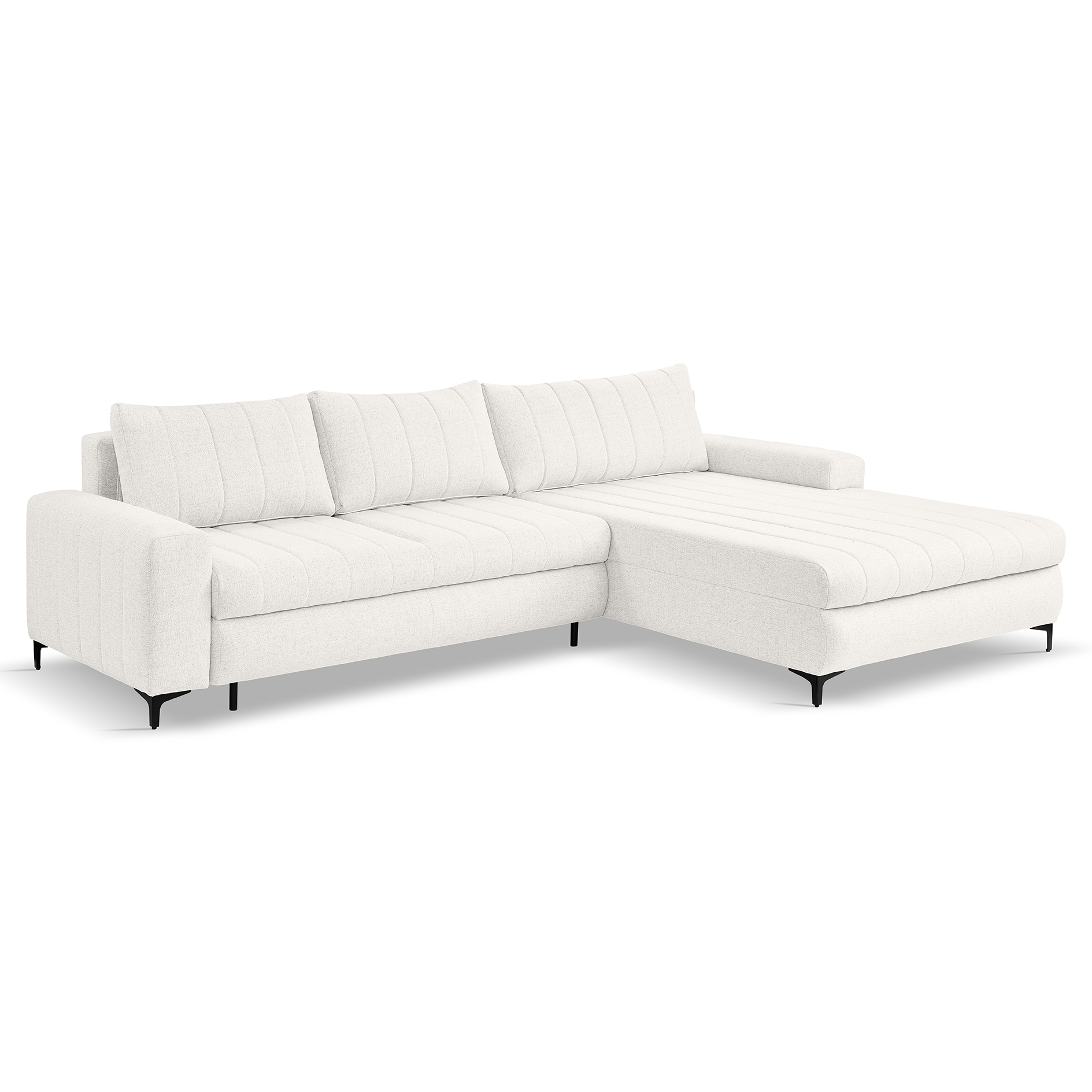 Ecksofa - cream - Liegefunktion und Staukasten