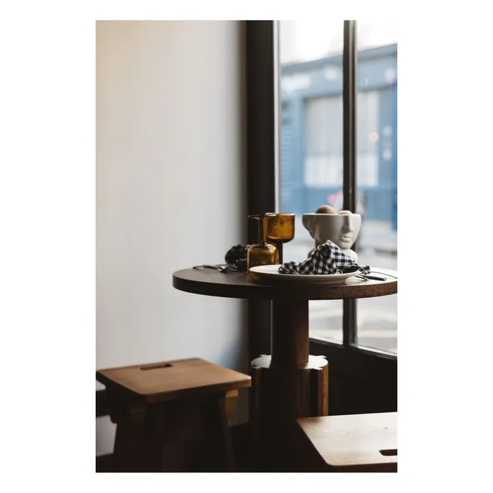 Gabrielle Paris Serviette de table en lin lavé vichy | Noir