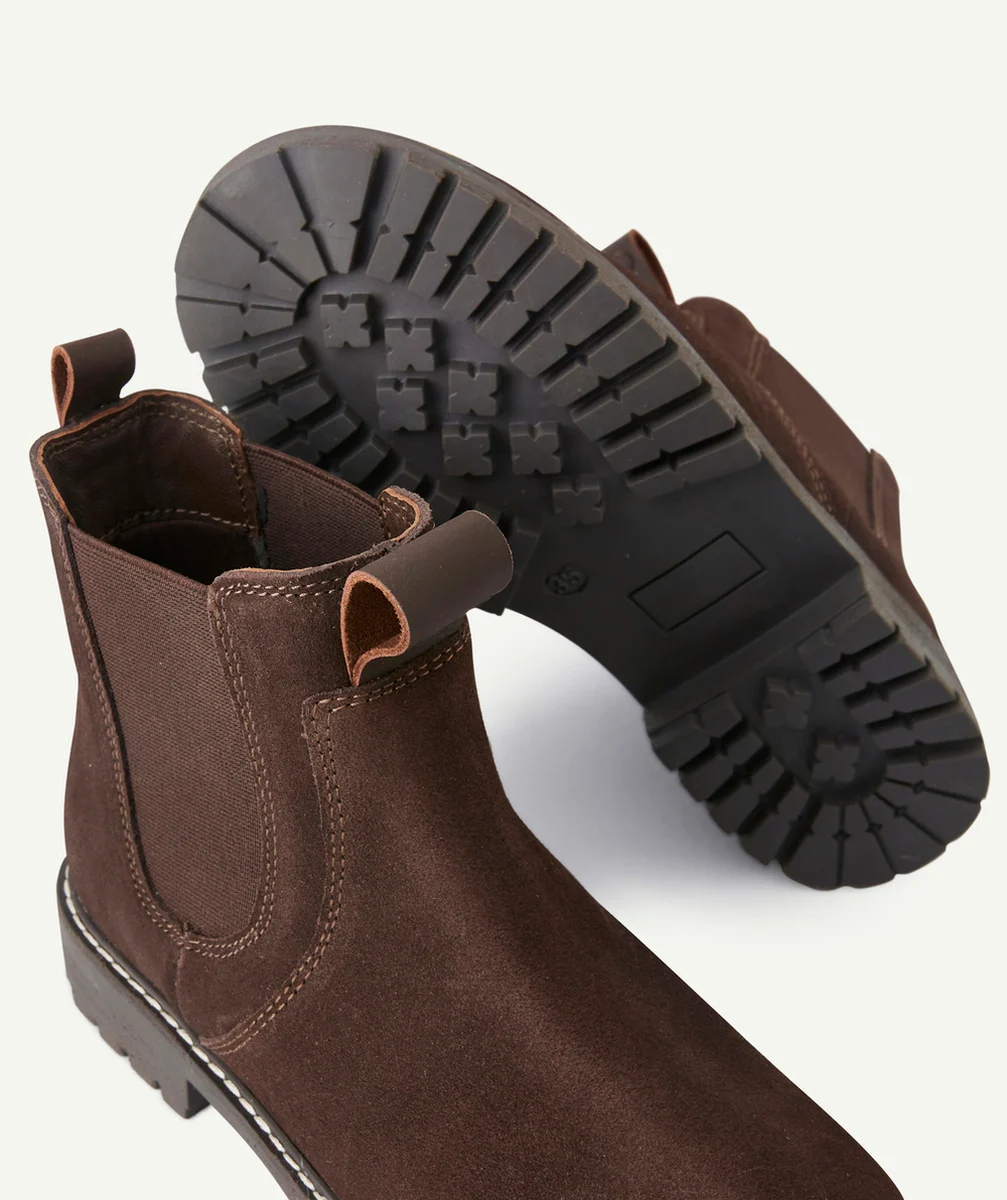 BOTTINES GARÇON EN CUIR MARRON