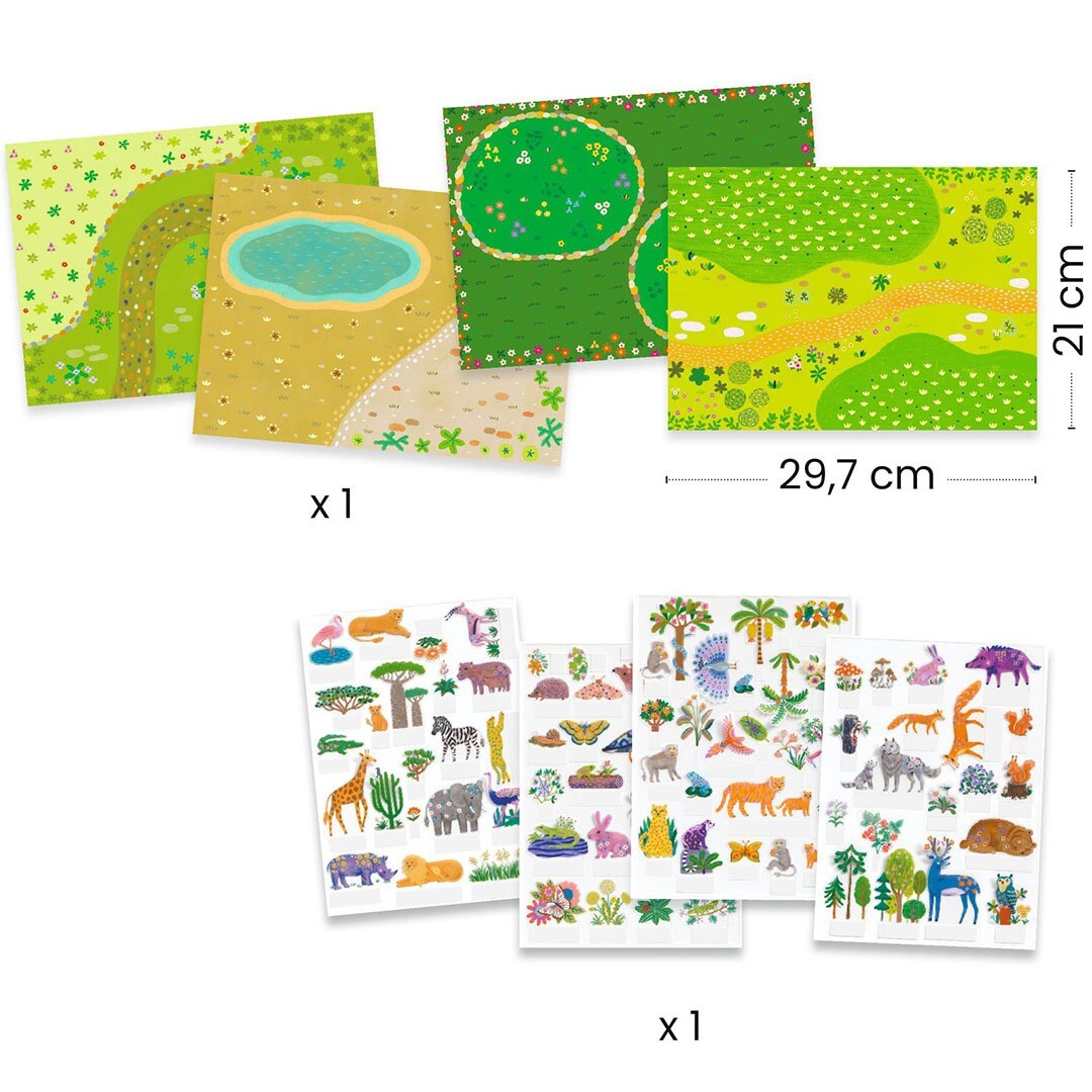 Djeco knutselset herbruikbare 3D stickers - animals