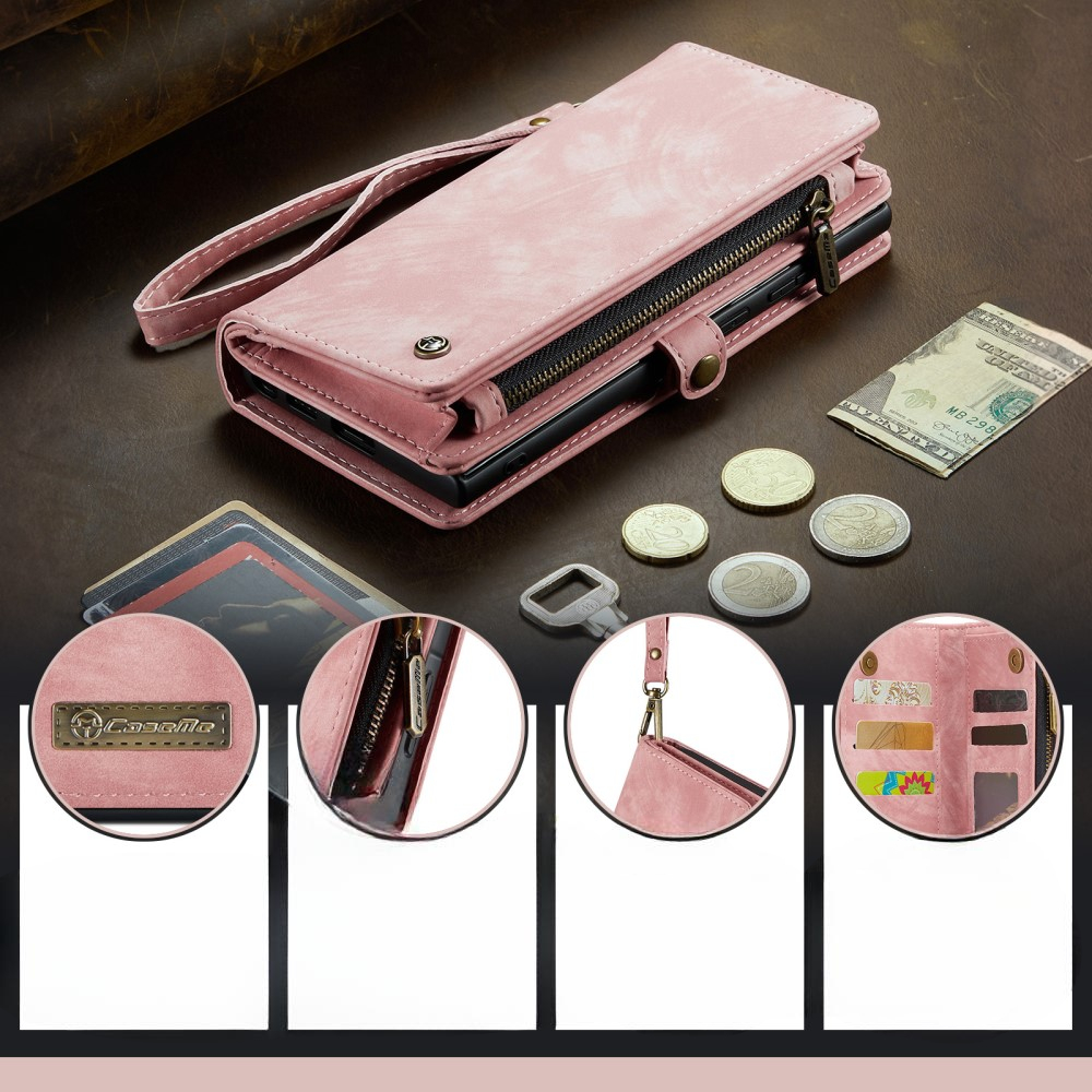 Samsung Galaxy A56 2in1 Leder Tasche   Magnet Hardcase Karten Etui - Rosa