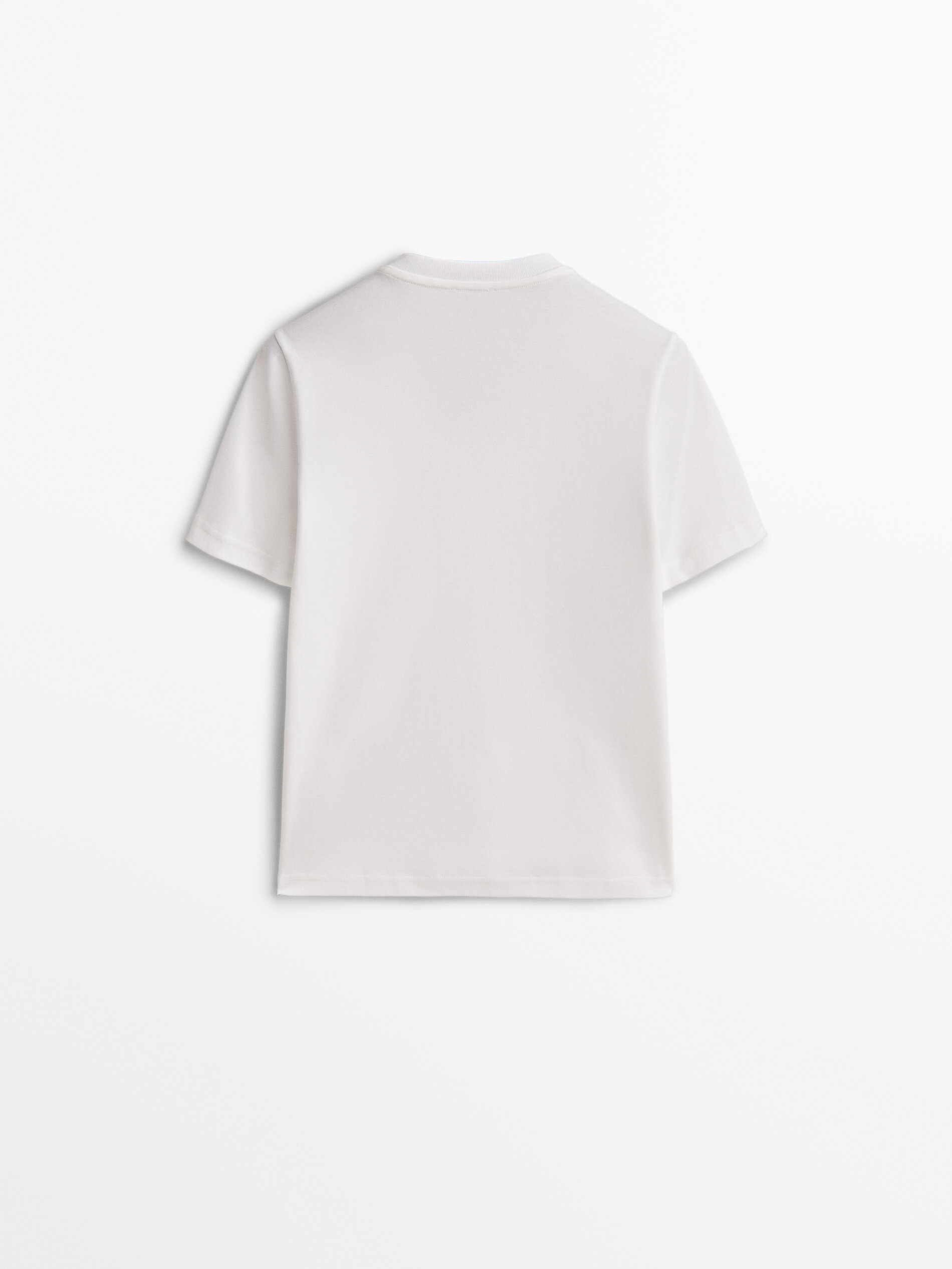 Camiseta cuello pico algodón - CRUDO