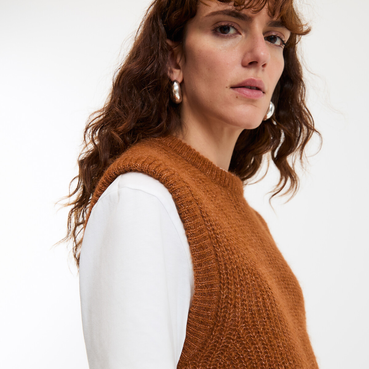 COLEÇÕES LA REDOUTE<br>Suéter sem mangas com gola redonda, em mistura de alpaca
