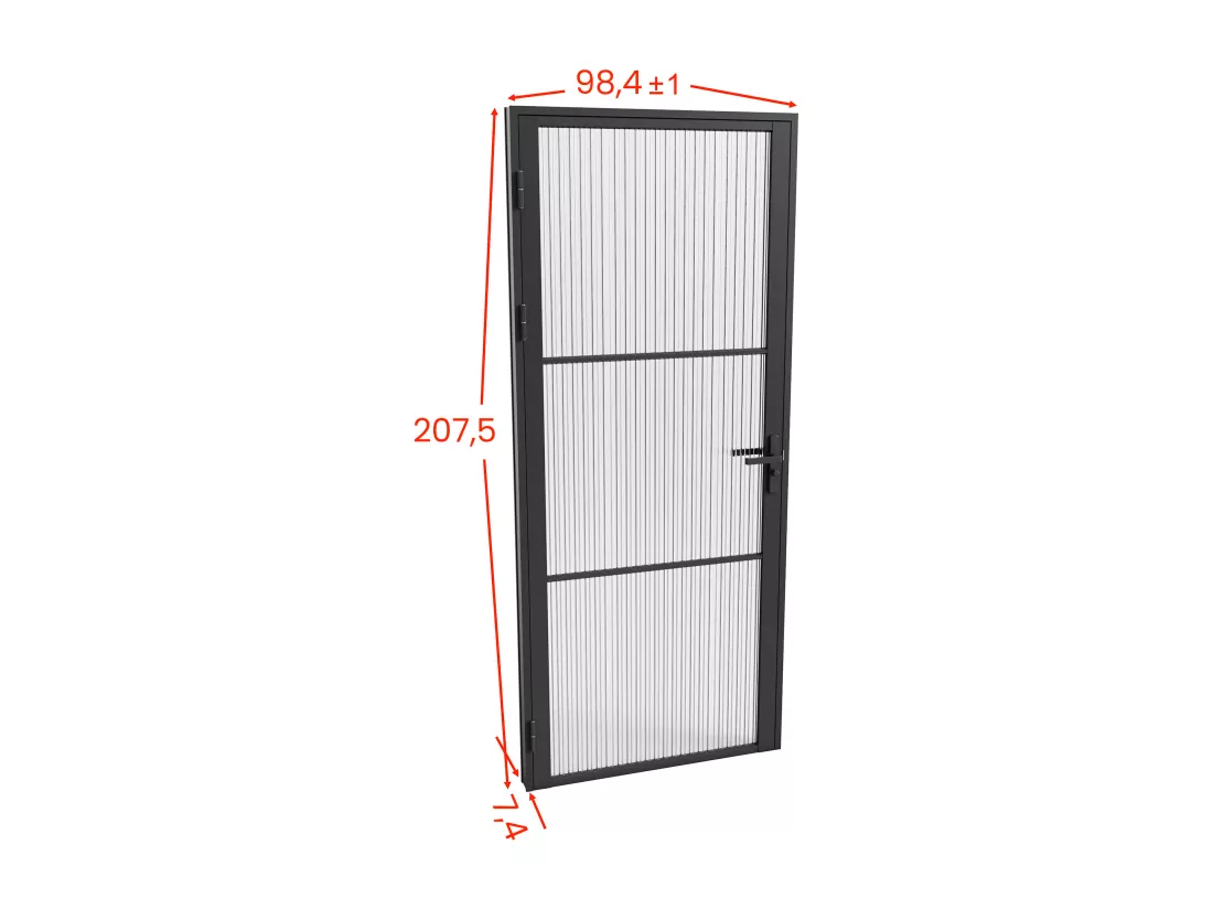 Bloc porte réversible en aluminium et verre texturé - H204 x L93 cm - Noir - MASERU