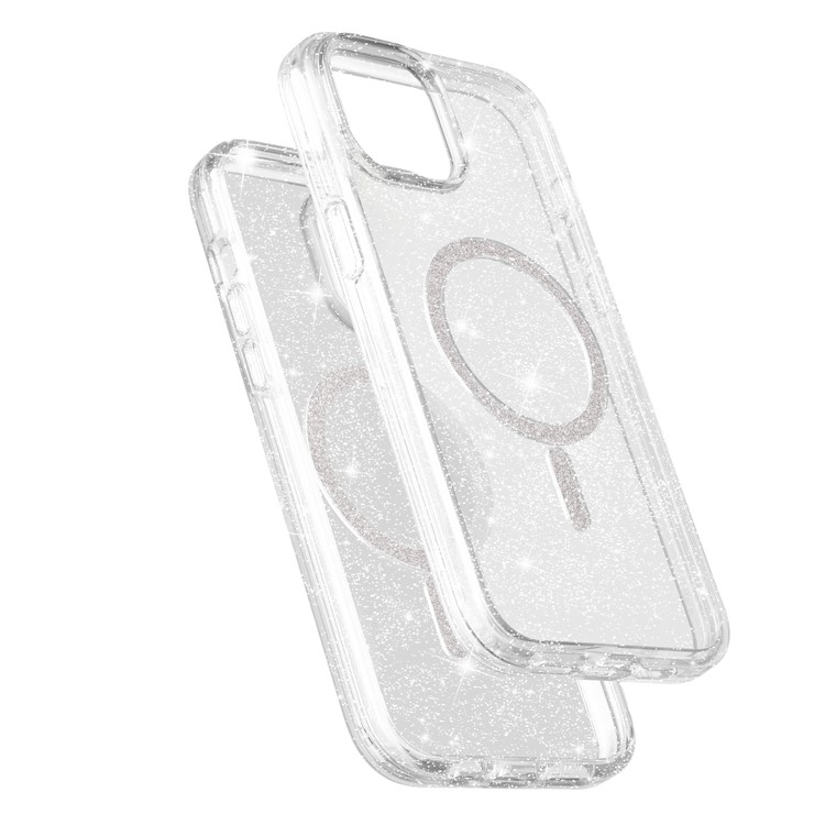 iPhone 14 / iPhone 13 MagSafe Hybrid Hardcase Hülle mit TPU Bumper Glitzer Design - Transparent
