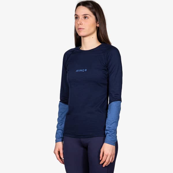 T-shirt thermique AYAQ MEFONNA MERINO LONG SLEEVE W BLUE SLATE
