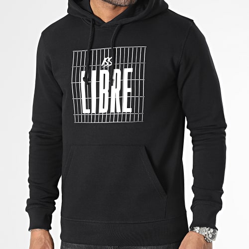 Sweat Capuche Libre Noir Blanc
